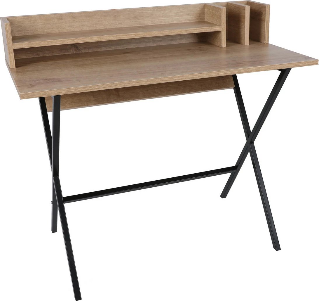 Tavolinë pune për studime Skye Decor, ngjyrë lis dhe e zezë, Lozan