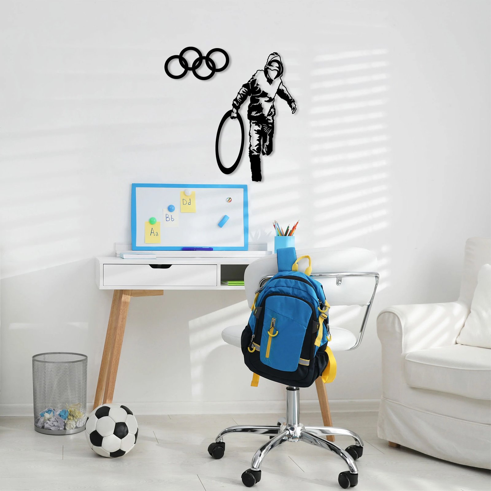 Aksesor dekorativ metalik për mur Wallity, Banksy - 8, ngjyrë e zezë, 62x61cm