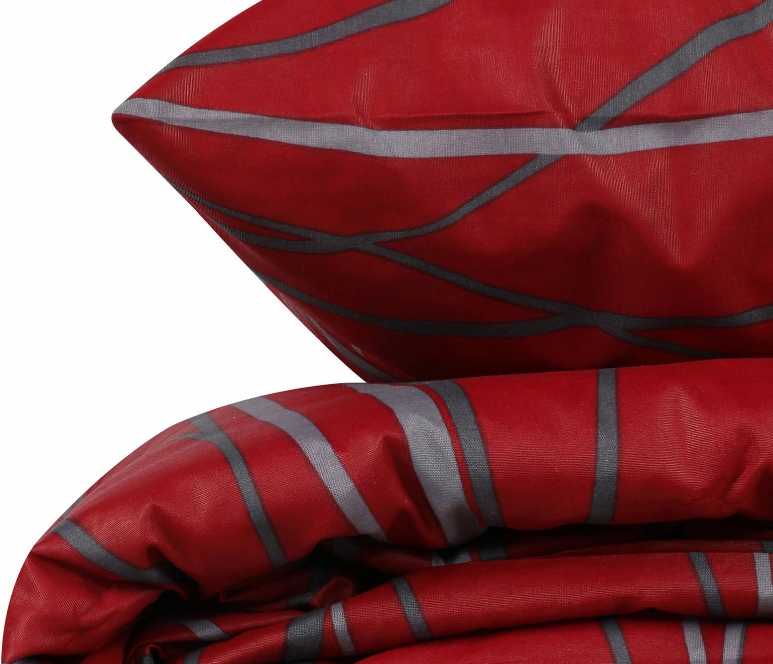 Set mbulesë për jorgan Super King, L'essentiel, ngjyrë verda dhe e kuqe e thellë