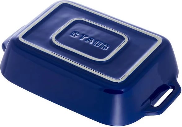 Enë pjekje Staub qeramike 34x24x7.6 cm, kaltër