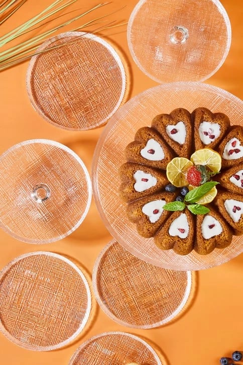 Set pjatash ëmbëlsirash (9 copë), Hermia, Felix, xham transparent