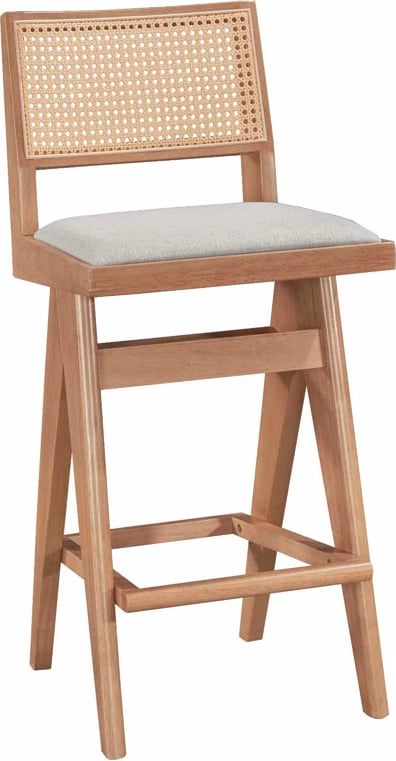 Karrige për bar Winslow, dru gome, ngjyrë arre, ratan pvc natyral, set prej 2 copë