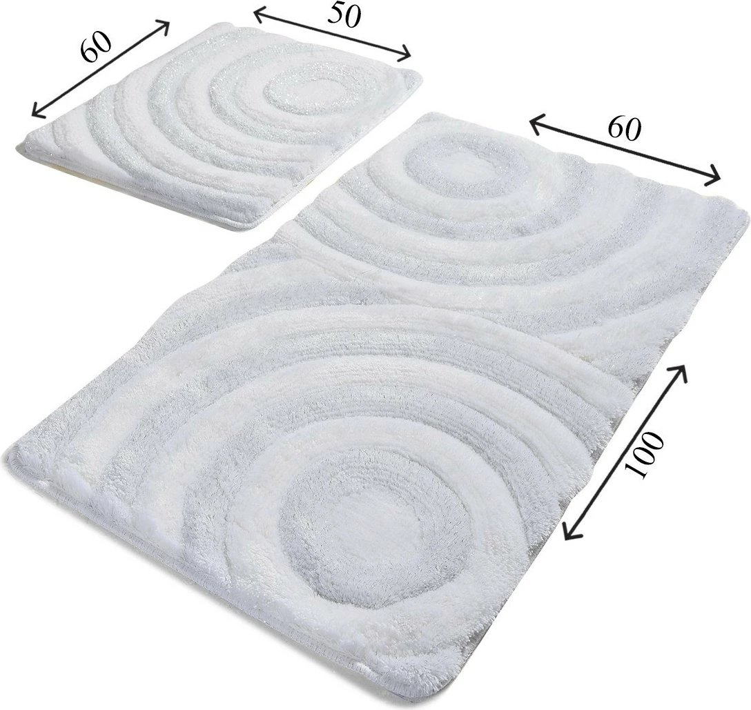 Set tapetash akrilike për banjo, 2 copë, model Wave, e bardhë