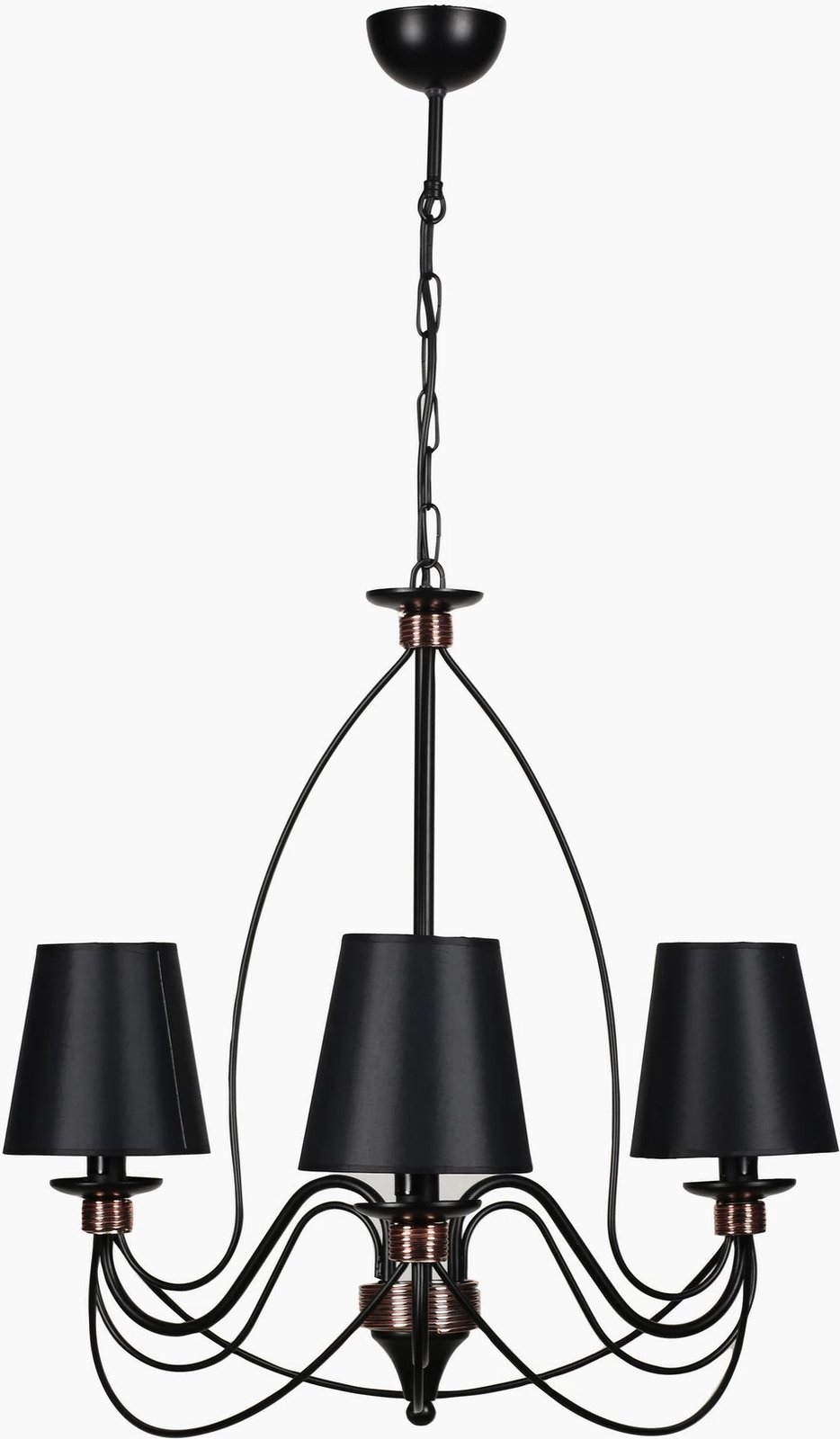 Llambadar Opviq Berfin, 3 llamba, ngjyrë e zezë, abazhura të zeza