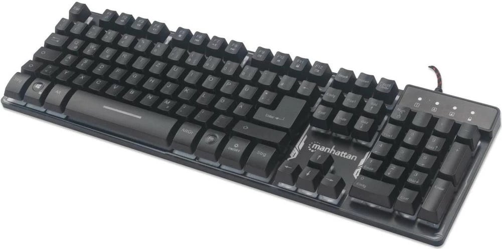 Tastierë gaming MANHATTAN USB, LED, full-size, spanjolle, e zezë