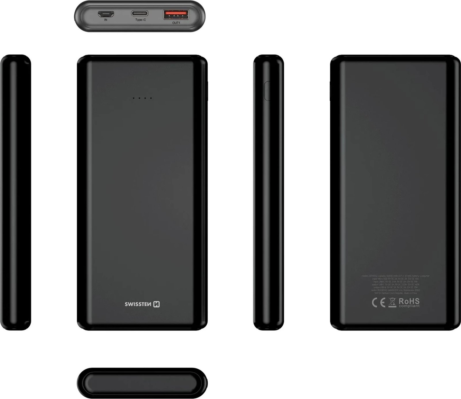 Power Bank Swissten 10000mAh, 20W, PD, e zezë
