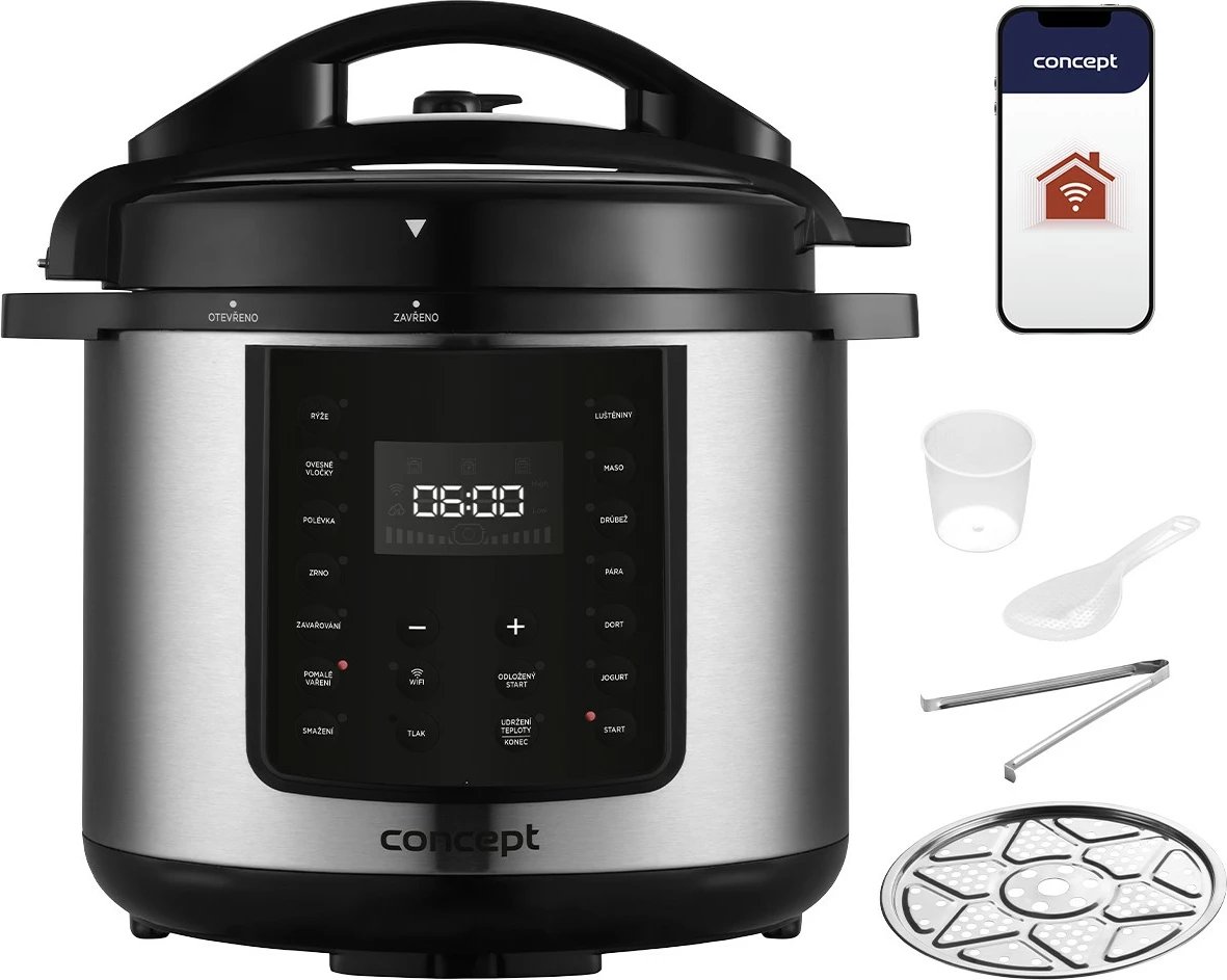 Multicooker Concept CK8001, 5.6L, inox/zi, me Wi-Fi dhe aksesorë