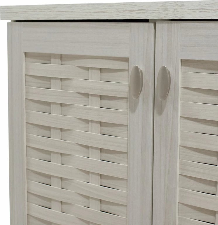 Dollap këpucësh MANTAM 16 palë bardhë-gri 115.5x40x92cm