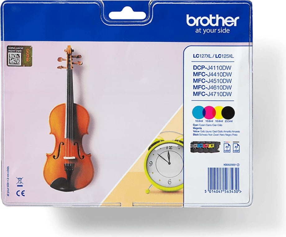 bojë printeri Brother LC127XLVALBP XL rendiment i lartë, Black/Cyan/Magenta/Yellow, paketë 4