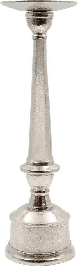 Mbajtës qirinjsh shtyllë, alumin, ngjyrë argjendi, 17x17x59 cm