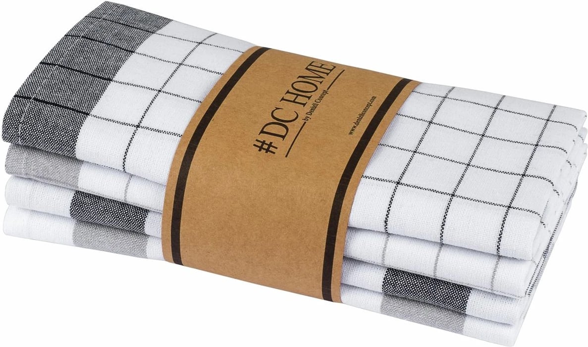 Set peshqirësh kuzhine (4 copë), Hermia, Madrid, gri, zi