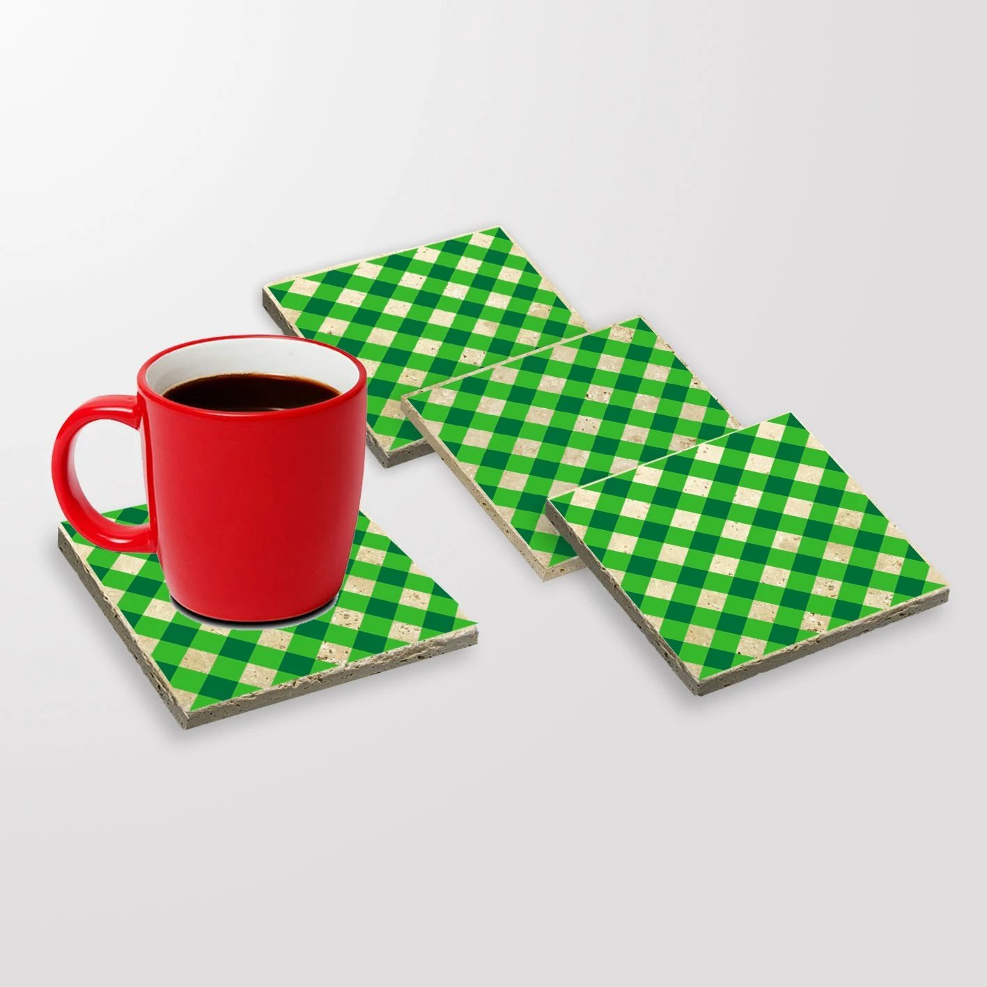 Set 4 copë mbrojtëse gotash prej guri natyral, shumëngjyrëshe, Hermia, TBA5021