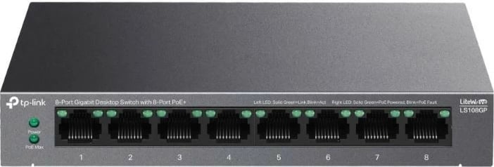 Switch TP-LINK LS108GP, 8 porta gigabit PoE+, desktop, i zi
