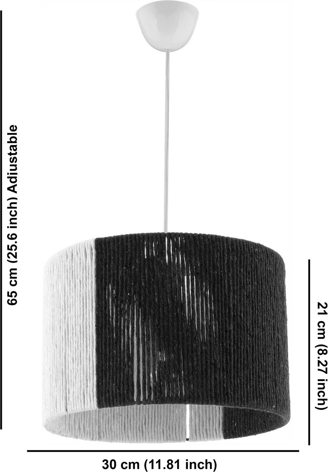 Llambë tavani Opviq, metal e zezë, kapak jute rozë, Cane Llambë tavani Opviq, metal e zezë, kapak jute rozë, Cane