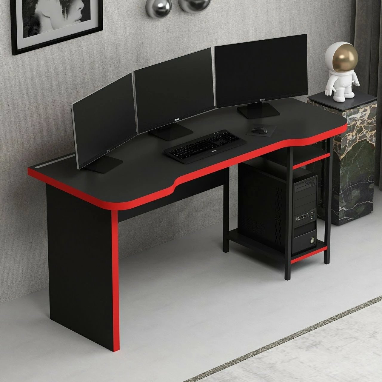 Tavolinë gaming Skye Decor Phoenix 8, e zezë, e kuqe