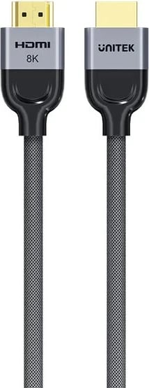 Kabllo HDMI UNITEK LUX OPLOT 2.1, 1.5m, Gri