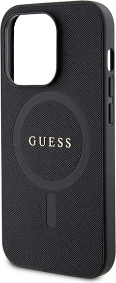 Mbështjellës Guess GUHMP15LPSAHMCK për iPhone 15 Pro 6.1", Saffiano MagSafe, zi