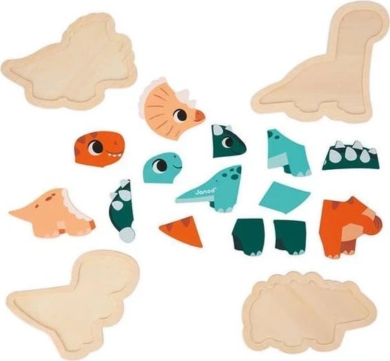 Lodër set puzzle Janod, 4 pjesë, shumëngjyrëshe