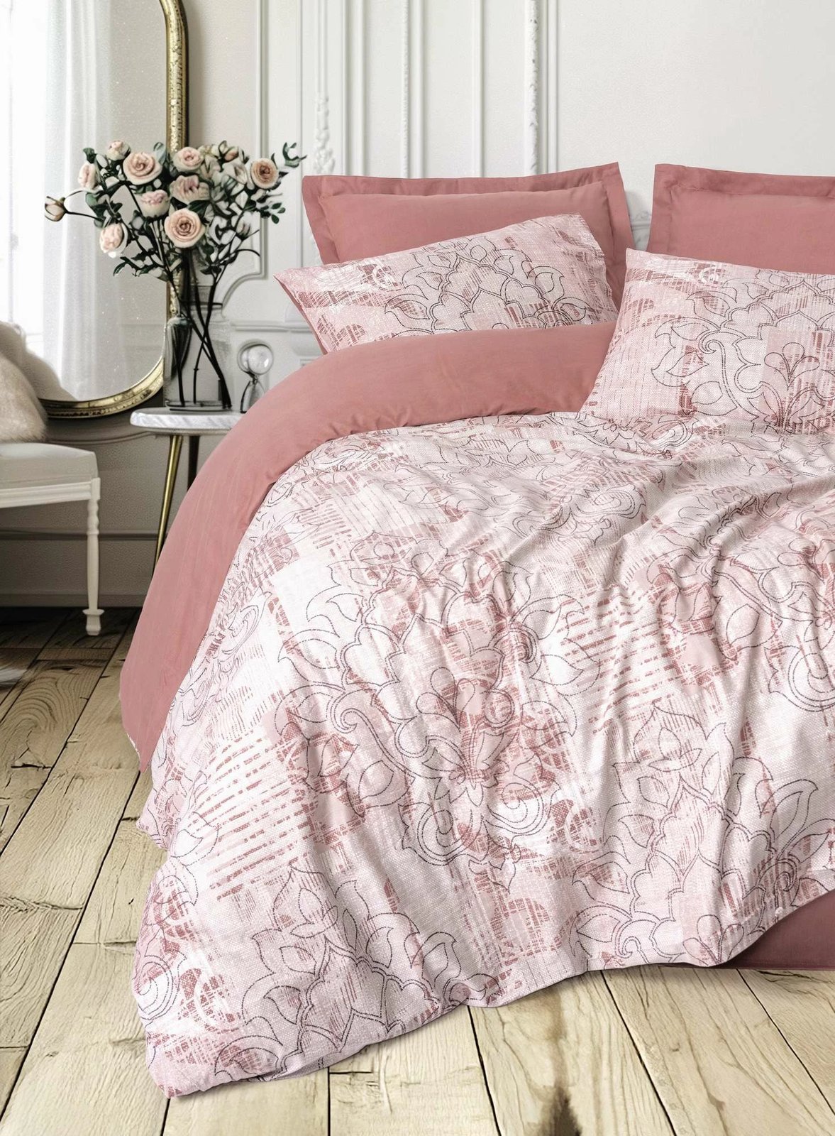 Set mbulesë jorgani njëpersonëshe, ngjyrë dusty rose, L'Essentiel Linge de Maison, Livara