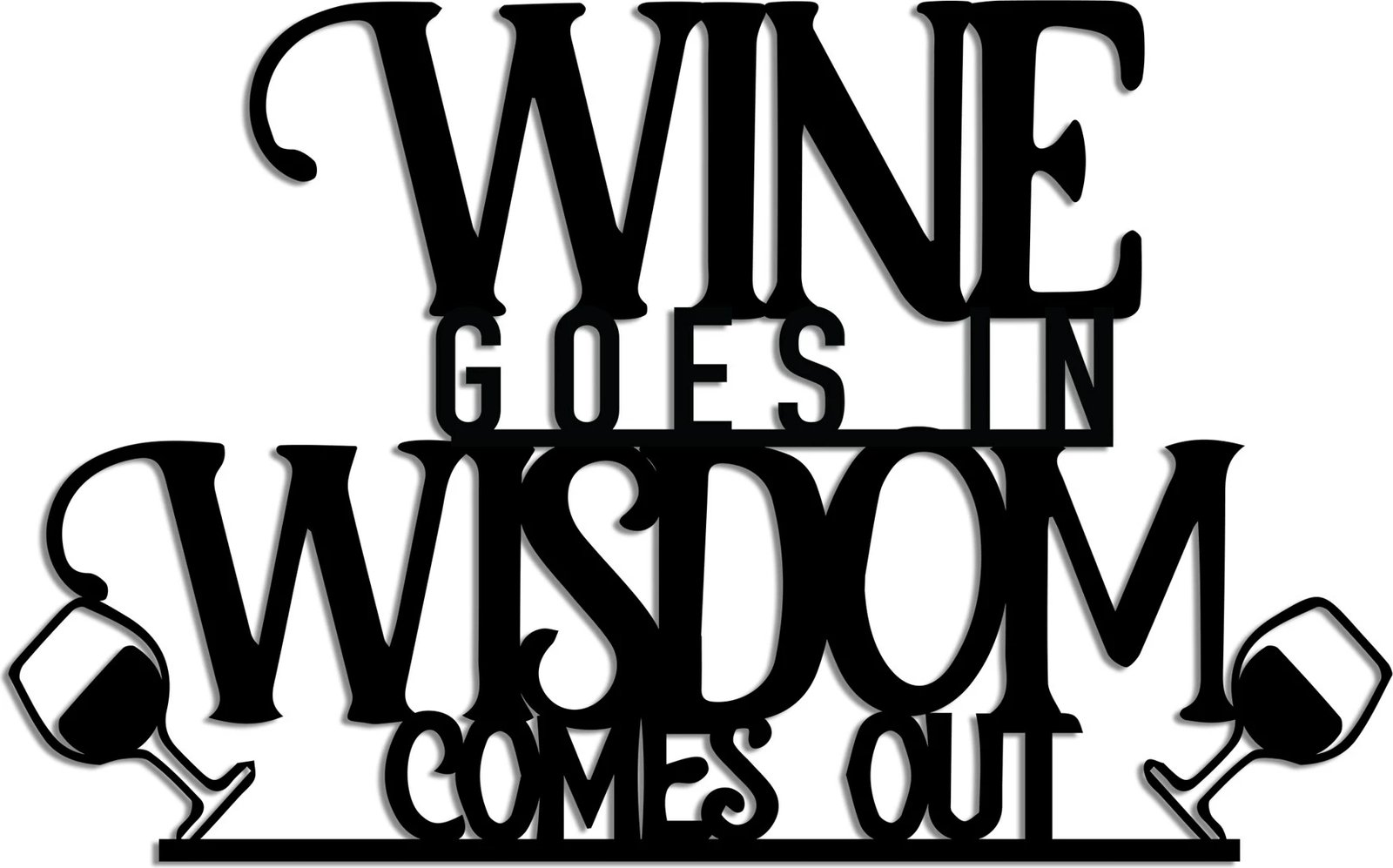 Aksesor dekorativ metalik për mur, Wallity, Wine Wisdom