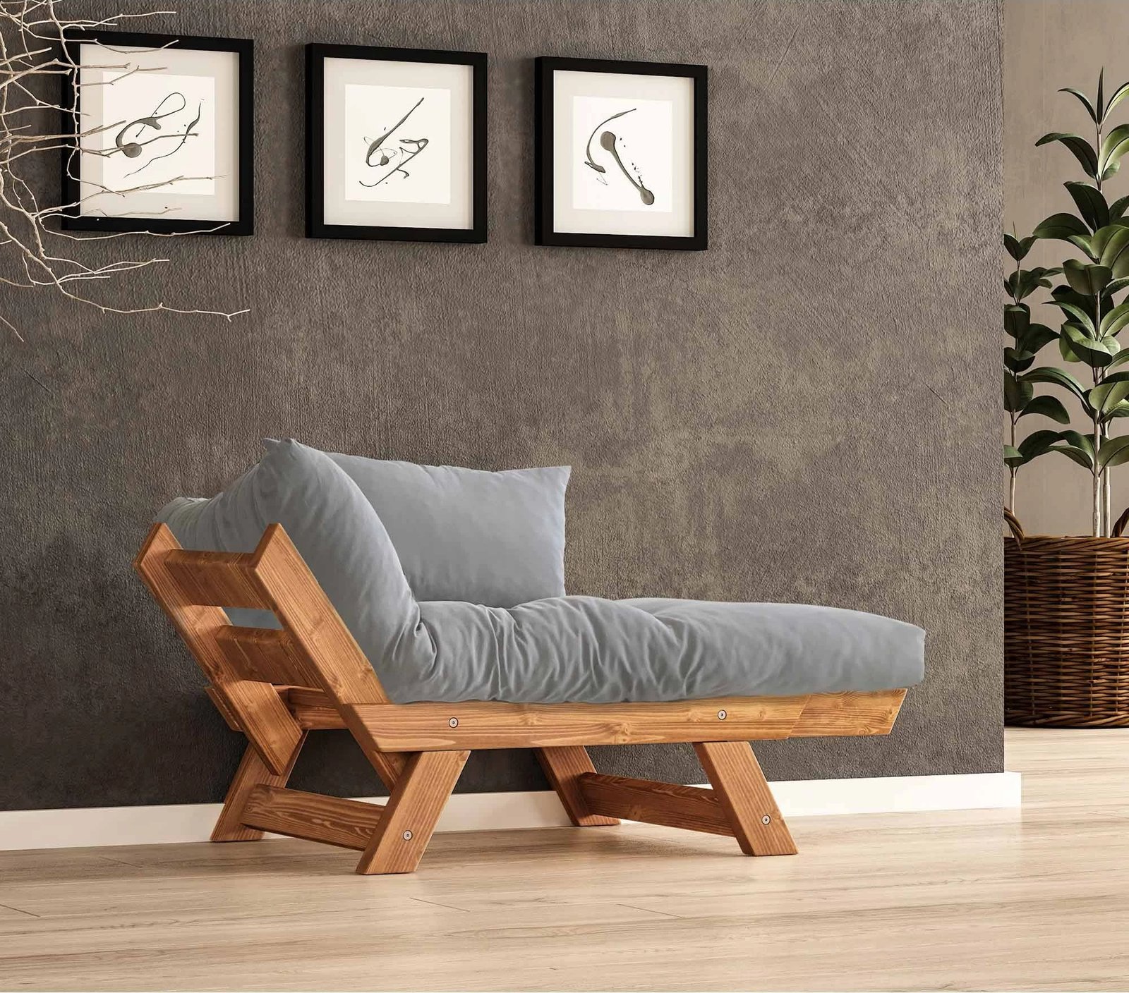 Karrige për kopsht, një vend, Skye Decor, ngjyrë teak dhe gri, CPT8153-140