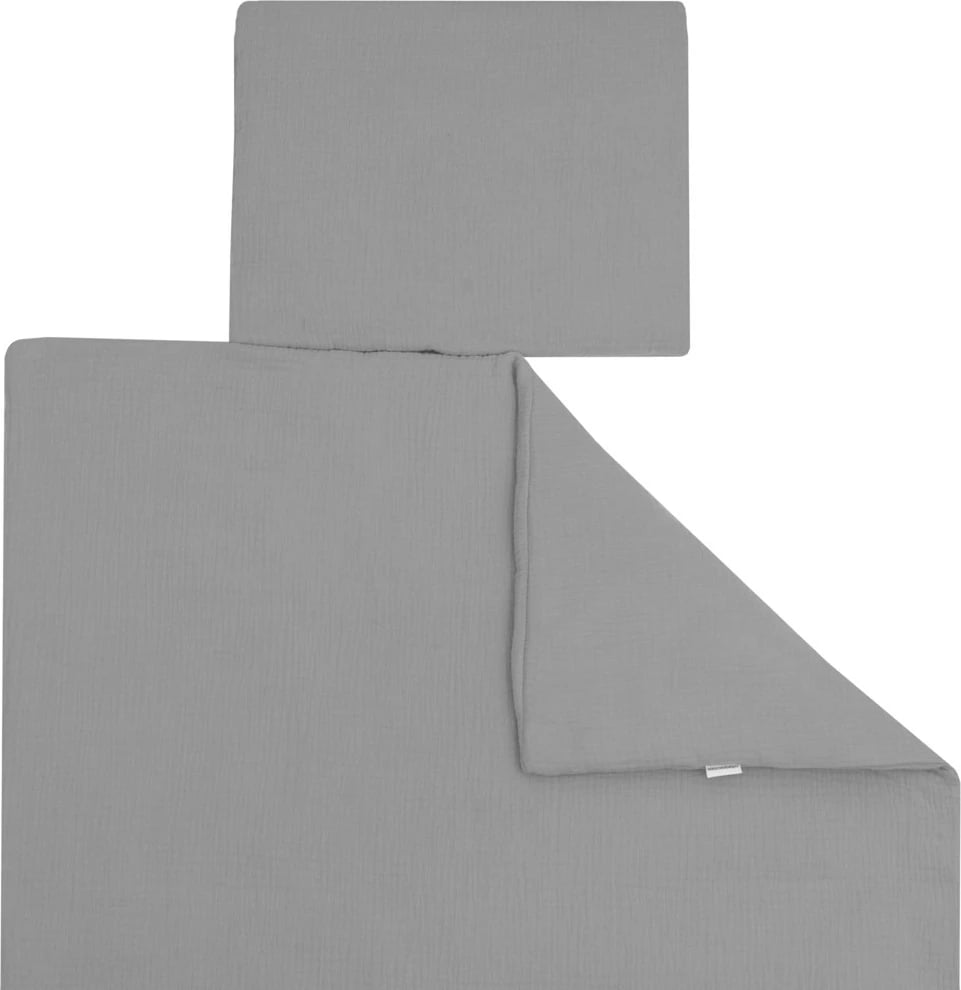 Set muslini me mbushje, New Baby, jorgan 70x80 cm + jastuk 28x34 cm, gri