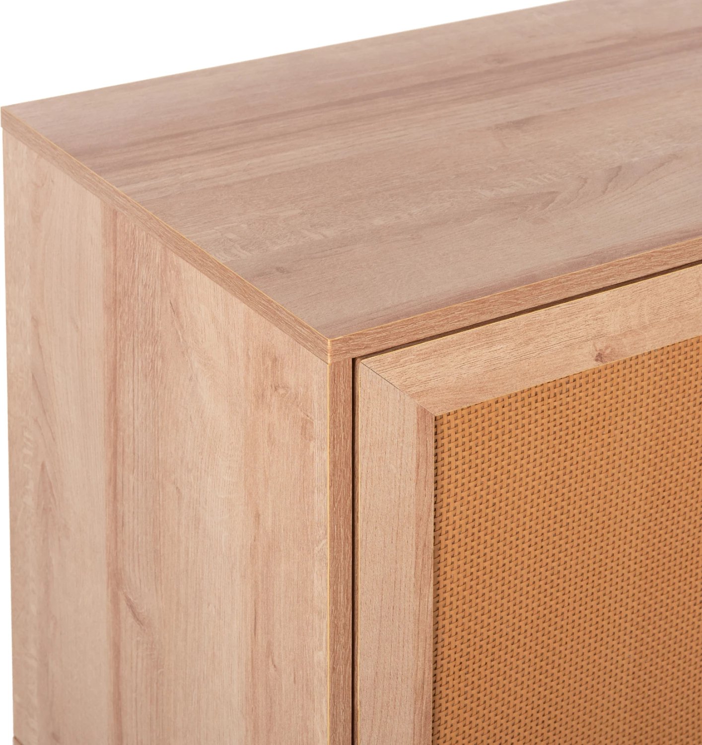 Mbajtës TV melamine me dyer rattan, ngjyrë natyrale, FH9223.11, 120x39x56.5 cm