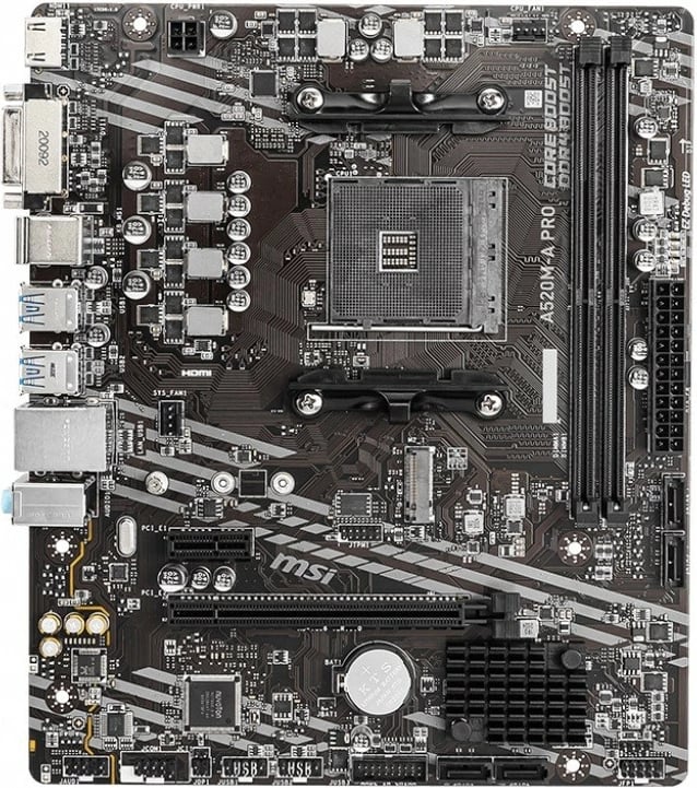 Pllakë amë MSI A520M-A PRO, Socket AM4, mATX, 2 x DDR4, DVI/HDMI, USB 3.2, e zezë