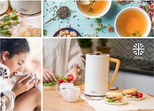 Zierëse uji, Adler, AD 1347, 1.7 L, 1850-2200 W, çelik inox, STRIX, e bardhë