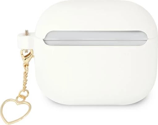 Mbështjellës Guess për AirPods 3, Charm Heart Collection, silikon, i bardhë