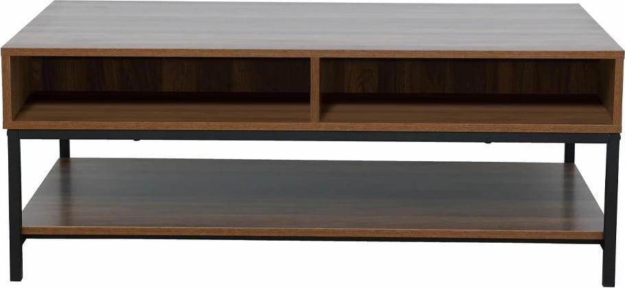 Tavolinë kafeje ZUMA, 2 sirtarë, 3 rafte, ngjyrë arre e zezë, 111.5x60x44 cm