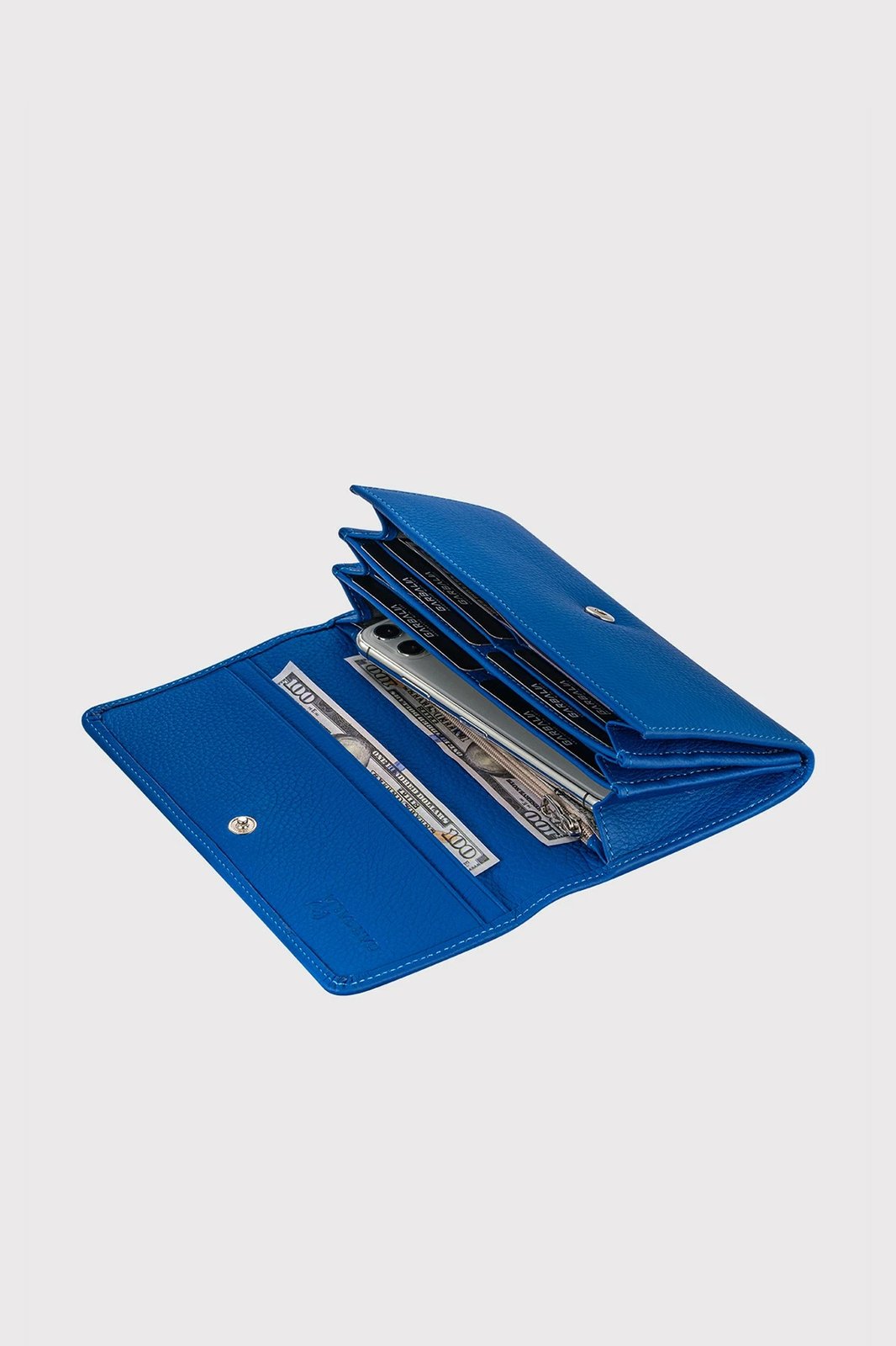 Portofol për gra, ngjyrë sax blue, Zoozie Bags, lëkurë natyrale