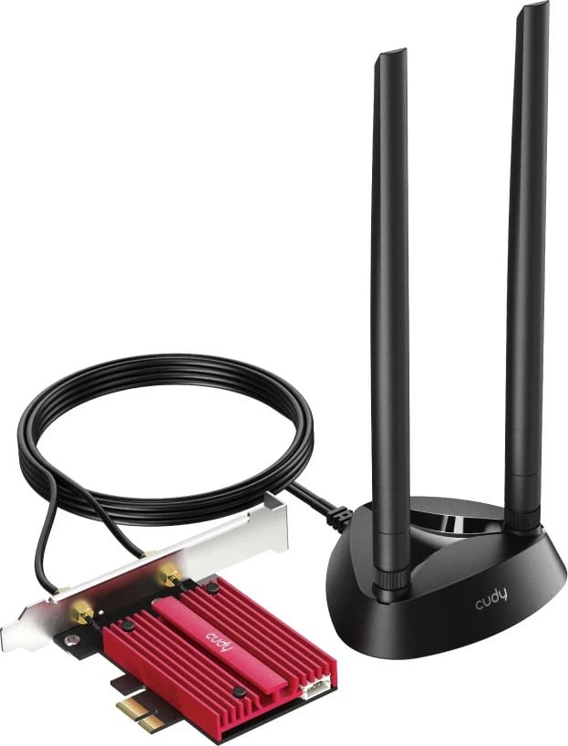 Kartë rrjeti WiFi Cudy WE4000, PCIe, AX5400, Bluetooth 5.2, me dy antena, e zezë