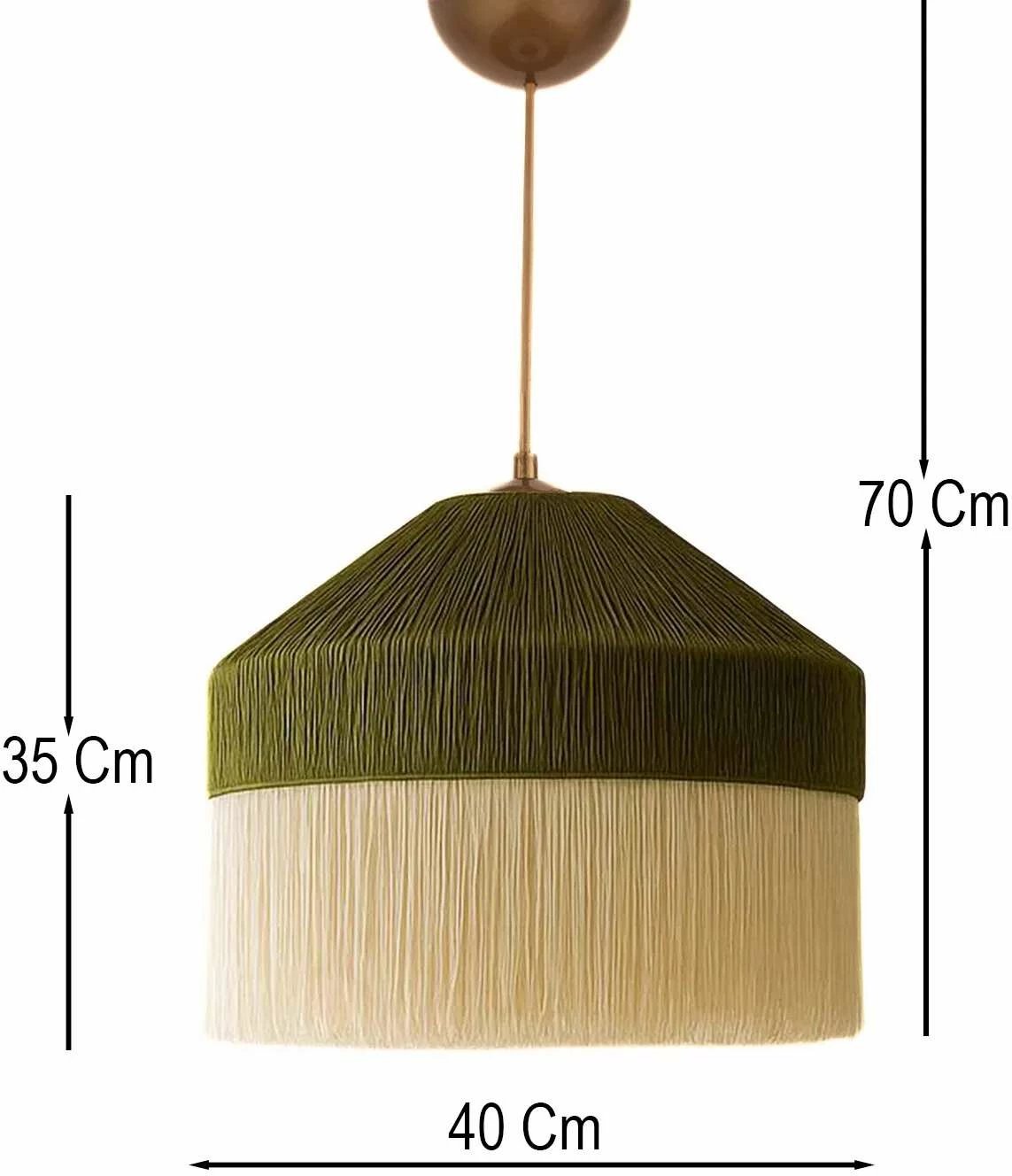 Llambë tavani Opviq, Ivernia, makrame, jeshile dhe krem