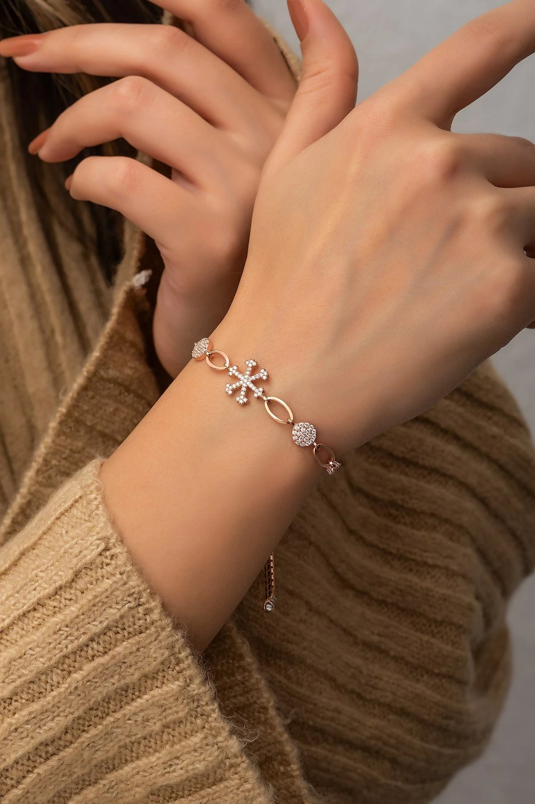 Byzylyk argjendi Jumeon, rozë gold dhe i bardhë, TRDYL439