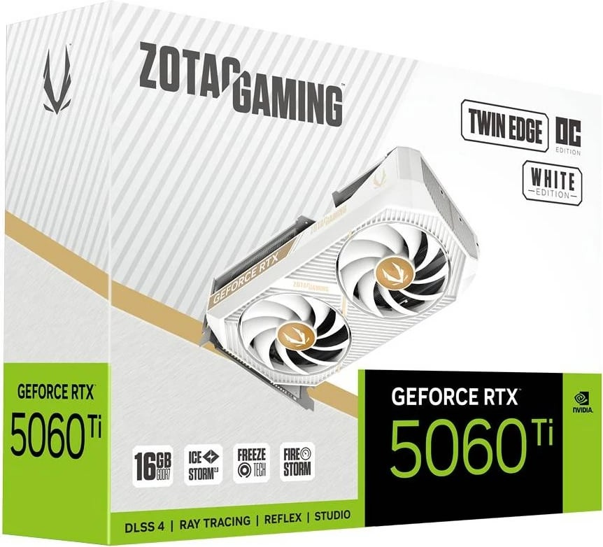 Kartelë grafike ZOTAC GAMING GeForce RTX 5060 Ti Twin Edge OC, 16 GB GDDR7, e bardhë