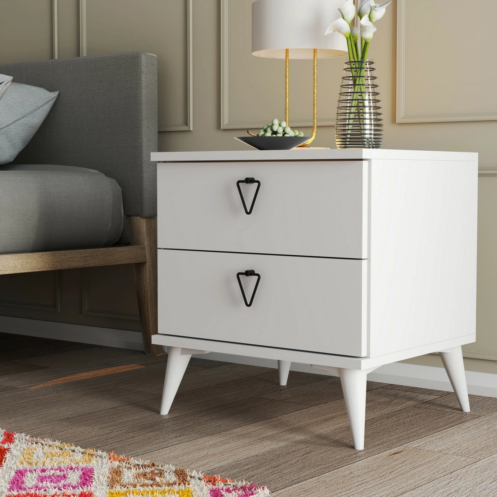 Komodinë natës Hanah Home, Versa-Ce 3634, e bardhë