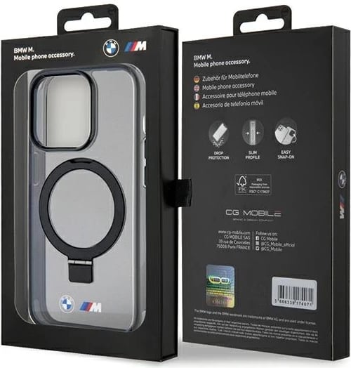 Mbështjellës BMW Ring Stand M Collection MagSafe për iPhone 15 Pro Max, i zi