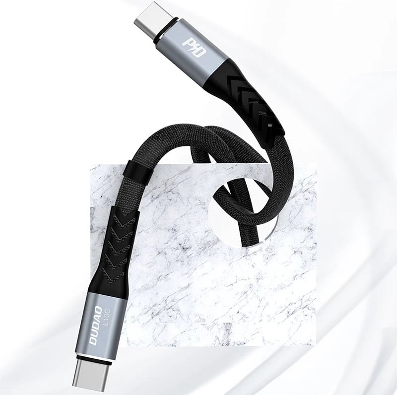 Kabllo USB-C në USB-C Dudao L10C, 0.23m, 100W, e zezë