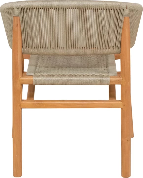 Karrige Kajone, skelet druri tik, ngjyrë natyrale dhe litar PE krem, 62x55x75cm