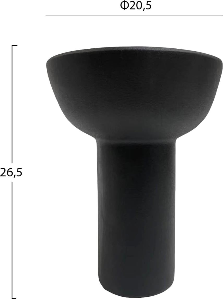 Dekor tavoline prej qeramike, ELENDIL, FH4603.02, ngjyrë e zezë mat, Φ20.5x26.5H cm