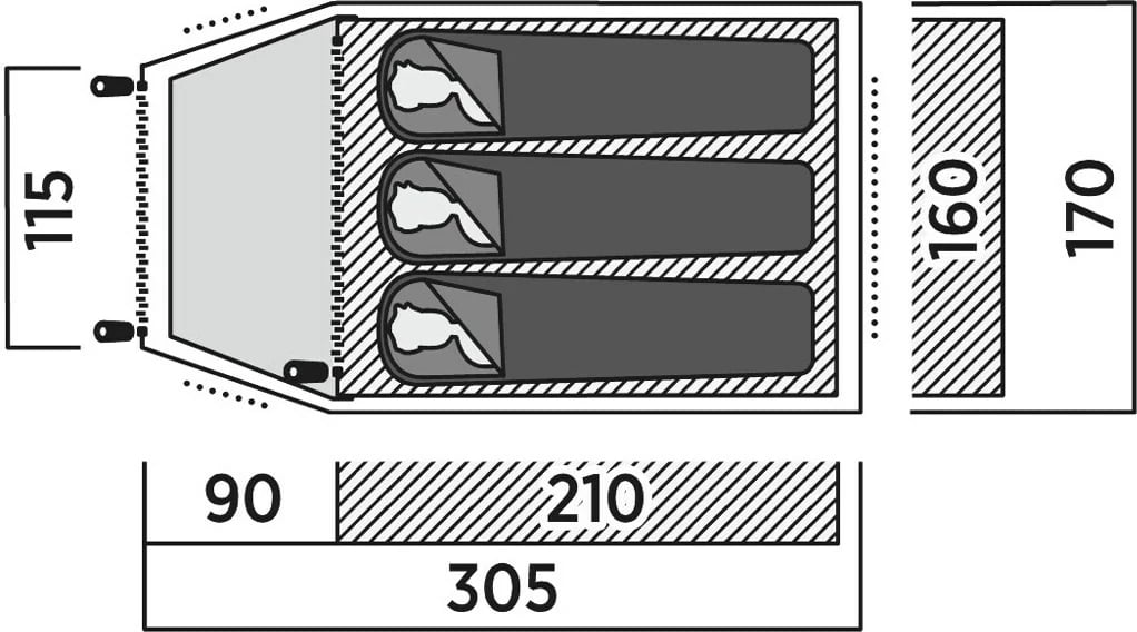 Tendë kampingu Easy Camp Setesdal 3, e gjelbër