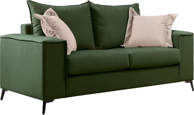 Set divanësh Verona 2 copë, ngjyrë jeshile e errët, me jastëkë ngjyrë krem