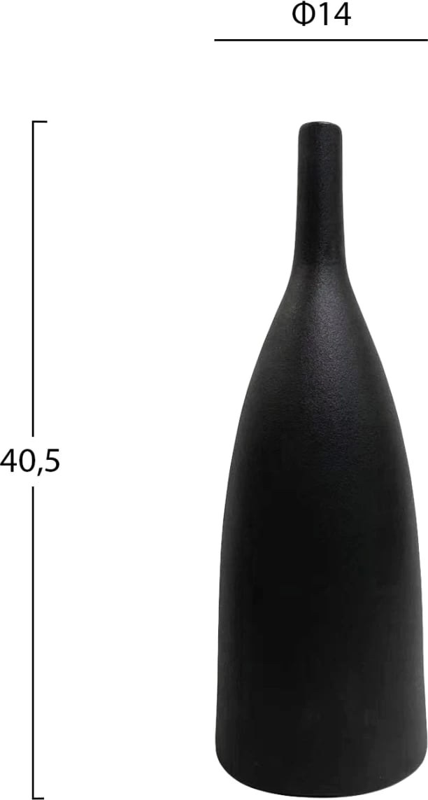 Dekor tavoline qeramike GALAD FH4634.02, ngjyrë e zezë mat, Φ14x40.5H cm