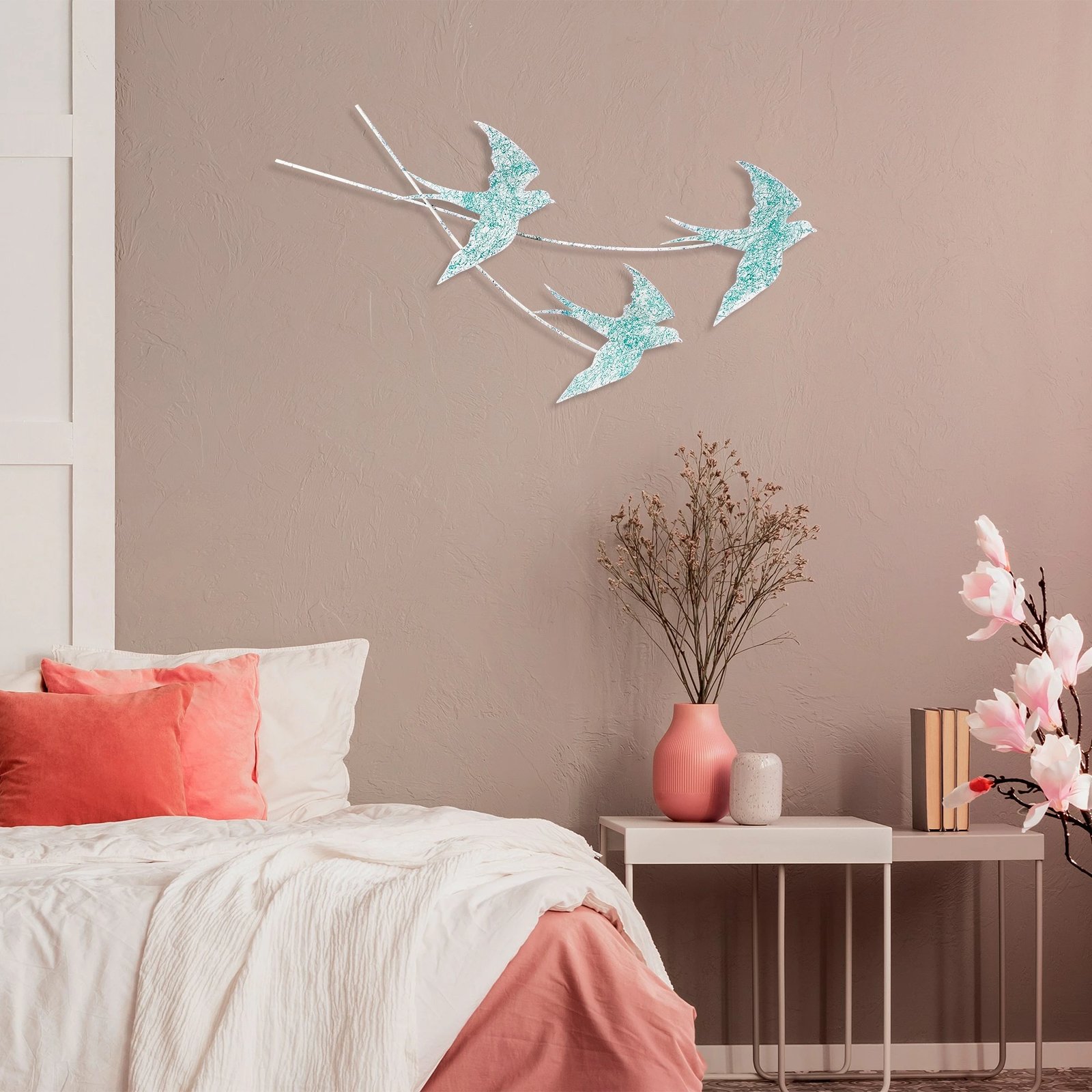 Aksesor dekorativ metalik për mur, Wallity Wallow 4, shumëngjyrësh, 42x70cm