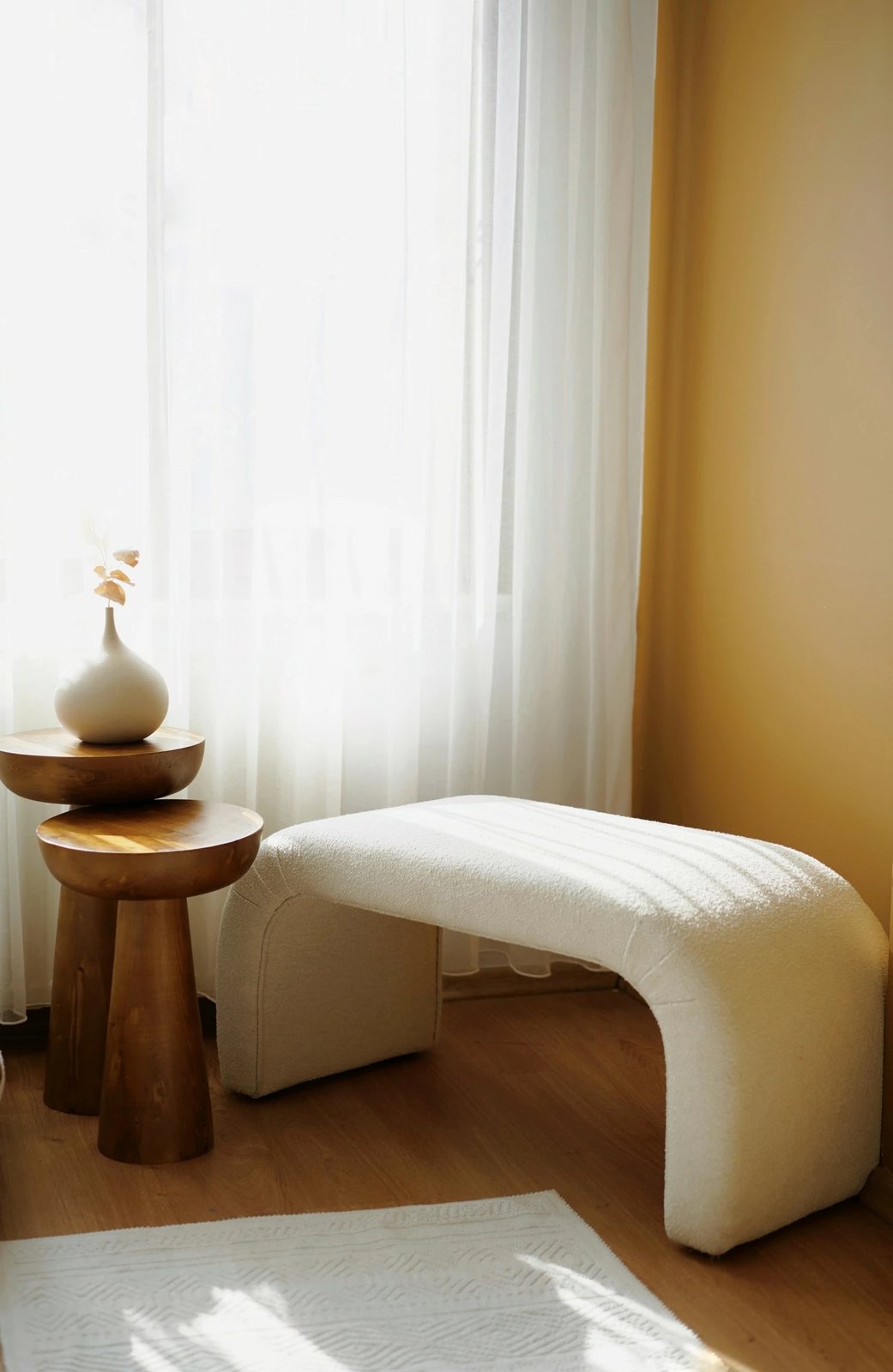Pouf Atelier del Sofa, Nu Bench, ngjyrë e bardhë