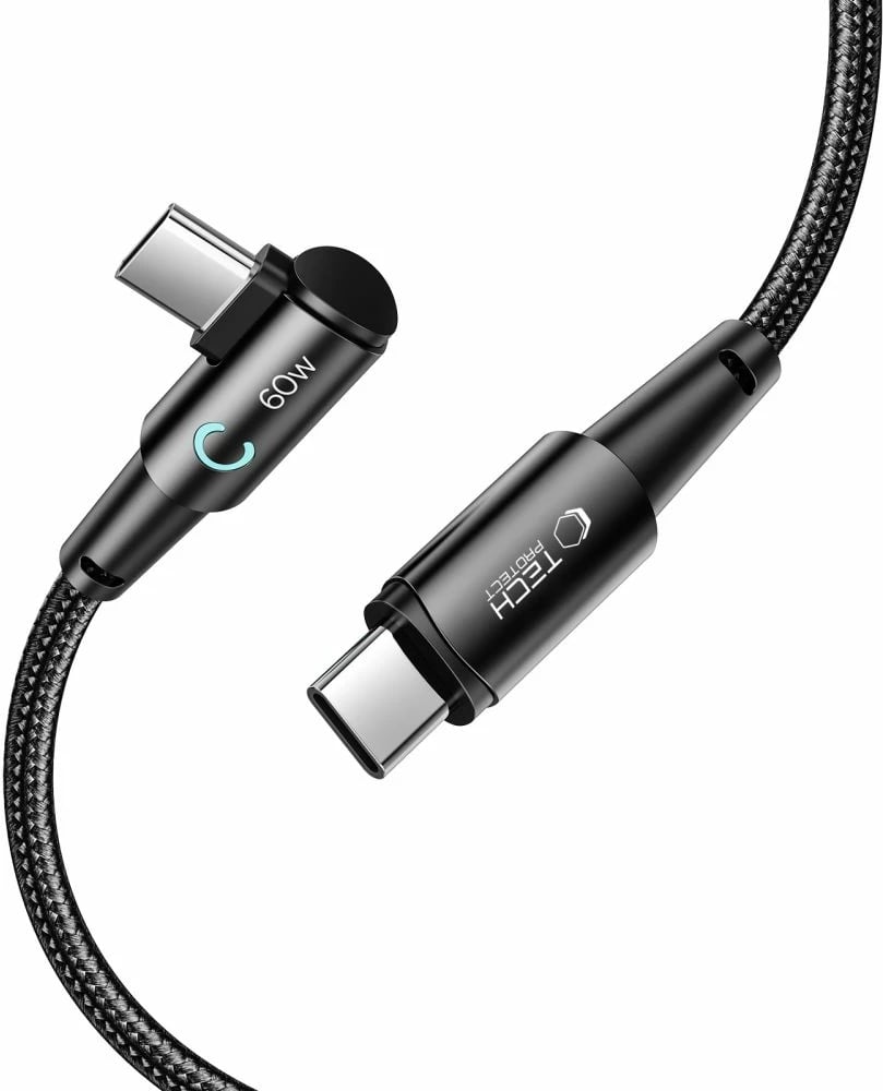 Kabllo USB-C në USB-C Tech-Protect UltraBoost L, 1m, 60W, Najlon, Gri