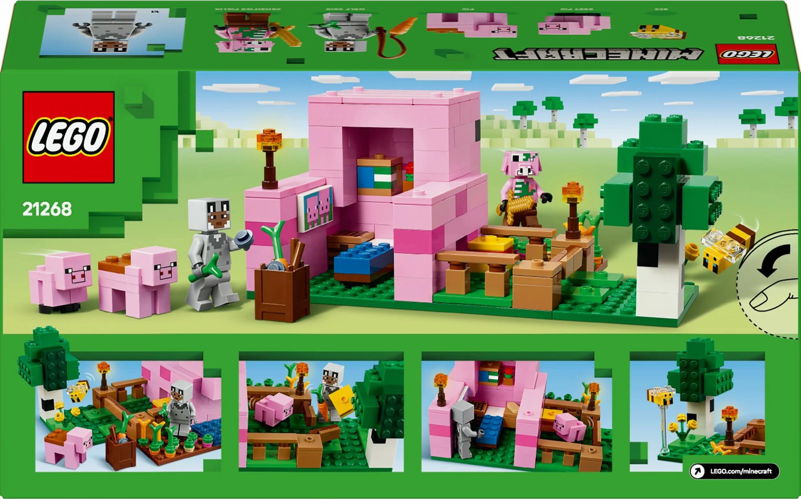 Set ndërtimi LEGO Minecraft 21268 Das Babyschwein-Haus 238 pjesë, multikolor