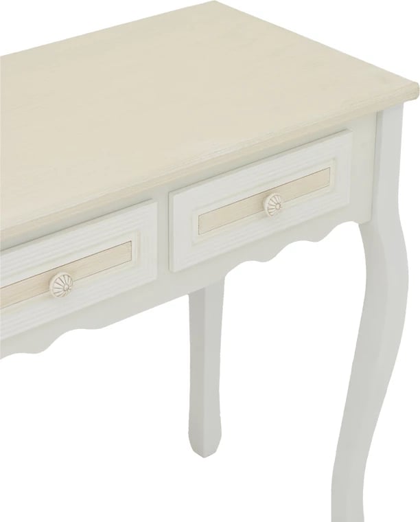 Konsolë Joliene Inart ngjyrë natyrale-antike e bardhë mdf 80x40x75cm
