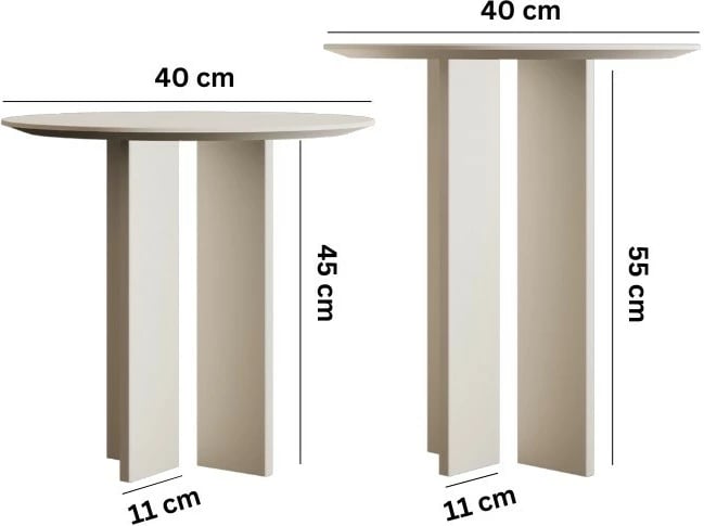 Set tavolinash kafeje Skye Decor, Leo (55 + 45), krem